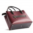Smooth leather tote bag, burgundy color - details