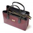 Smooth leather tote bag, burgundy color - zoom on details