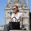 Grained leather Tote black color - French model