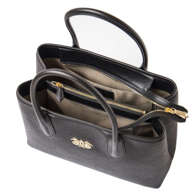 Grained leather Tote black color - open