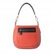 Crossbody bag "NEW FRENCHY" in grained leather, red hibiscus color, back view