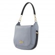 FRENCHY, sac double porté en cuir foulonné coloris gris lavande, vue de profil