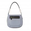 Crossbody bag "NEW FRENCHY" in grained leather, grey lavender color, back view