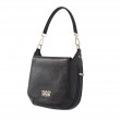 Crossbody bag "NEW FRENCHY" in grained leather, black color, side view