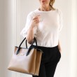 Smooth leather tote bag, caramel color - model