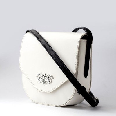 petit sac à rabat DINA en cuir lisse, coloris blanc - vue de profil