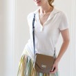 Small crossbody bag "DINA" in smooth leather, walnut colour - on model, studio