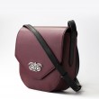 Smooth leather shoulder bag bordeaux color - side view