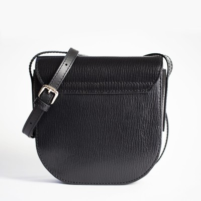 Small crossbody bag "DINA" in structured calf, black colour - back