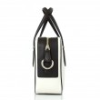 JULIETTE, leather handbag in grained leather, white color - profile view with details