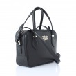 JULIETTE, leather handbag in grained leather, black color - profile view