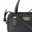 JULIETTE, leather handbag in grained leather, black color - details