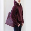 Woven soft lamb leather shopper, big size, burgundy color - on model