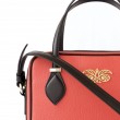 JULIETTE, sac à main zippé femme style 60's en cuir foulonné, coloris rouge hibiscus - détails