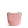 Small shoulder bag DINA ROCK in grained leather, Marshmallow Pink color - front view