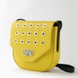 Small shoulder bag DINA ROCK in grained leather, lemon color - side view