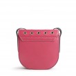 Small shoulder bag DINA ROCK in grained leather, raspberry color - back view