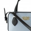 JULIETTE, leather handbag in grained leather, grey lavender color - details