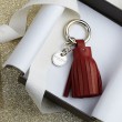 Key holder and bag charms TASSEL in lambskin, bordeaux color and gold - in the gift box