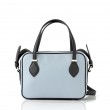 JULIETTE, leather handbag in grained leather, grey lavender color - back view