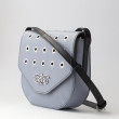 Small shoulder bag DINA ROCK in grained leather, lavender grey color - side view