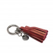 Key holder and bag charms TASSEL in lambskin bordeaux color and shiny gun finishing - side view