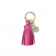 Key holder and bag charms TASSEL in lambskin, fuchsia color and gold - front view