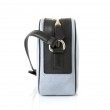 Camera leather crossbody bag in lavender grey color - profile