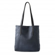 Soft lamb shopper "SUZANNE" M, navy blue color embellished with silver cannetille - back