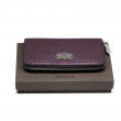 Portefeuille continental zippé KYOTO en cuir foulonné coloris violet et la tirette métallique - avec sa boite