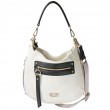 FRENCHY, crossbody leather bag L, white color - front view