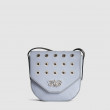 Small shoulder bag DINA ROCK in grained leather, lavender-grey color - grey background