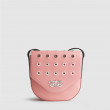 Petit sac à rabat "DINA ROCK" en cuir foulonné, coloris rose guimauve - fond gris