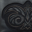 Cabas en cuir foulonné "ANNIE'S TOTE" rebrodé cannetille sur feutre de laine - noir et noir vintage - broderie