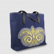 "ANNIE'S" bue jeans Tote with light gold cannetille embroidery - side view