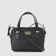 JULIETTE, leather handbag in grained leather, black color - front view
