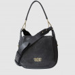 FRENCHY, sac double porté en cuir foulonné coloris noir shiny, fond gris