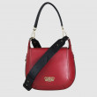 Crossbody bag NEW FRENCHY in smooth leather, red color - front view - grey background