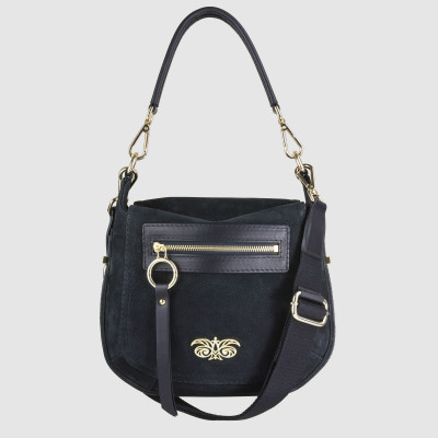 FRENCHY, crossbody leather and nubuck, black color - front view