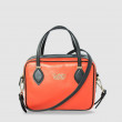JOUR BABY, leather handbag with removable strap, orange color - front view