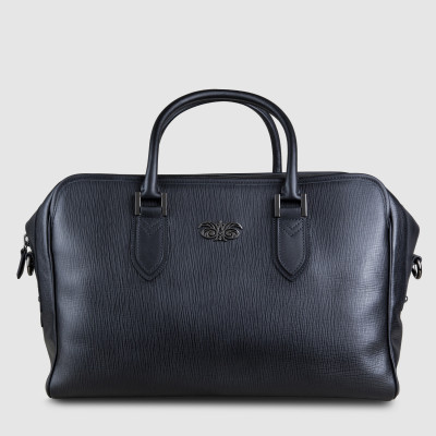 JET LAG, 48h leather handbag for woman or man in black color - front view