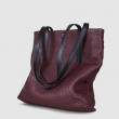 Soft lamb leather shopper "SUZANNE", medium size, burgundy color - side view, grey background