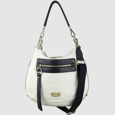 FRENCHY Big size, crossbody leather bag white color - front view