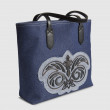 "ANNIE'S" bue jeans Tote with black vintaged cannetille embroidery - side view