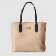 "ANNIE'S" grained leather Tote, nude color - front view