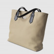 "ANNIE'S" grained leather Tote, beige color - side view