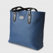 "ANNIE'S" grained leather Tote, blue colour - side view