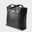 "ANNIE'S" grained leather Tote, black colour - side view