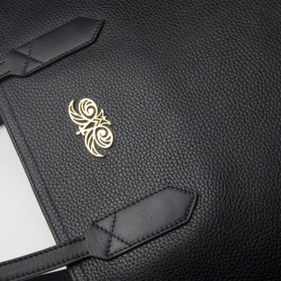 "ANNIE'S" grained leather Tote, black colour - logo