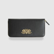 VENICE, grained leather continental wallet, black color - front view